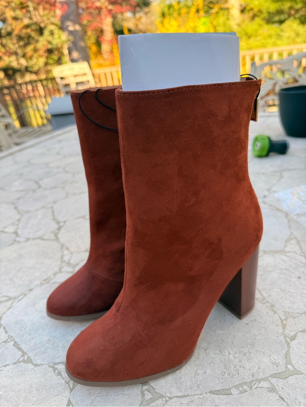 NEW Women’s Suede Block Ankle Boots - Rust